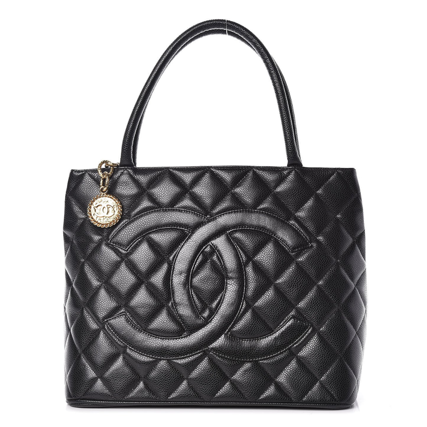 Caviar Quilted Medallion Tote Black