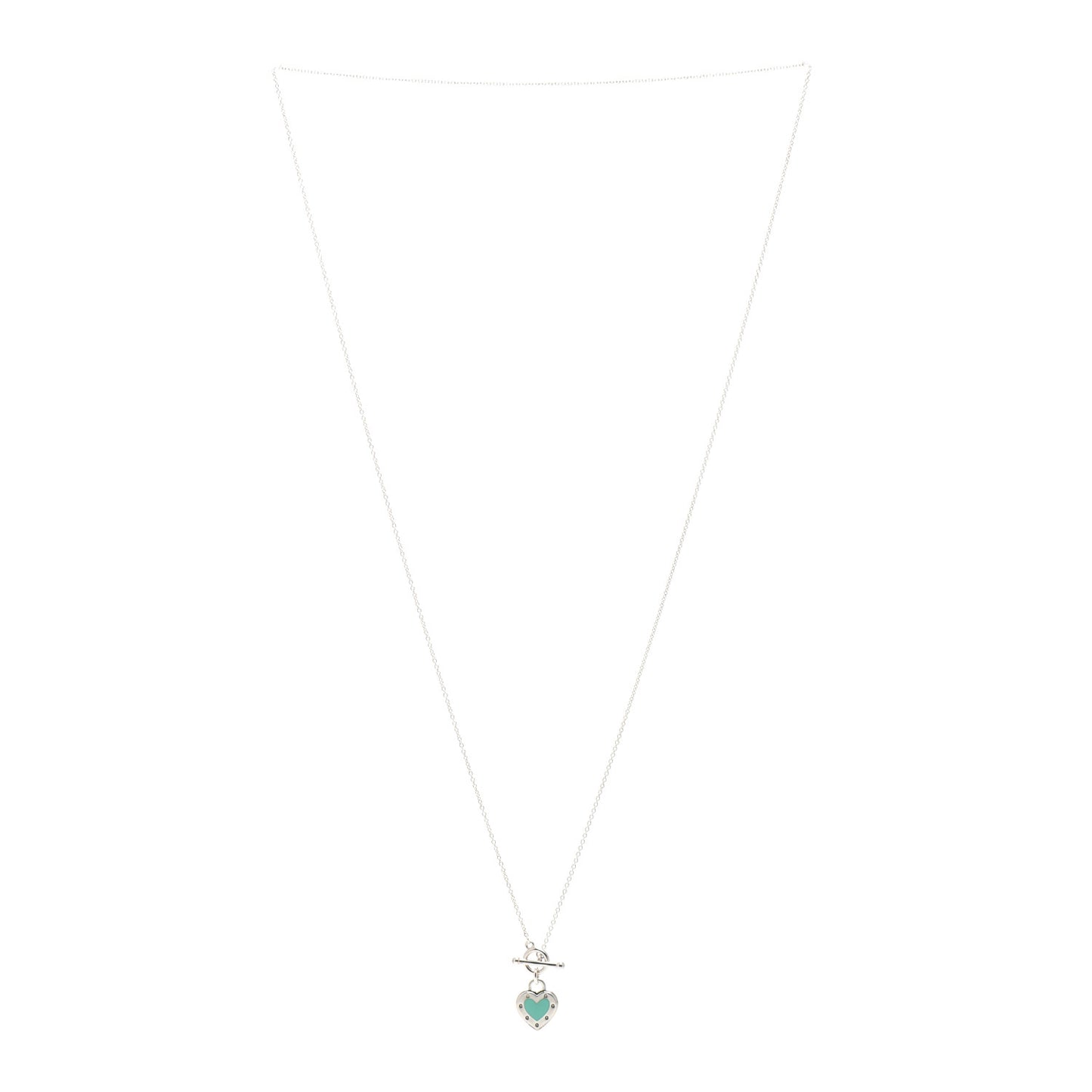 Sterling Silver Enamel Return to Tiffany Love Heart Necklace Blue