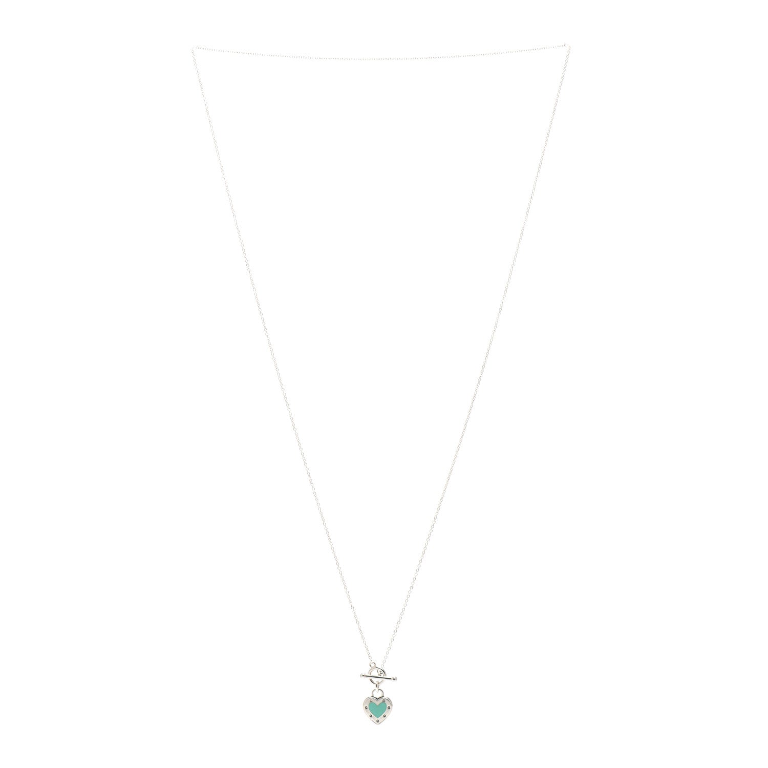Tiffany Sterling Silver Enamel Return to Tiffany Love Heart Necklace Blue 3 of 4