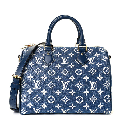 Louis Vuitton Monogram Jacquard Denim Speedy Bandouliere 25 Bleu 1 of 8