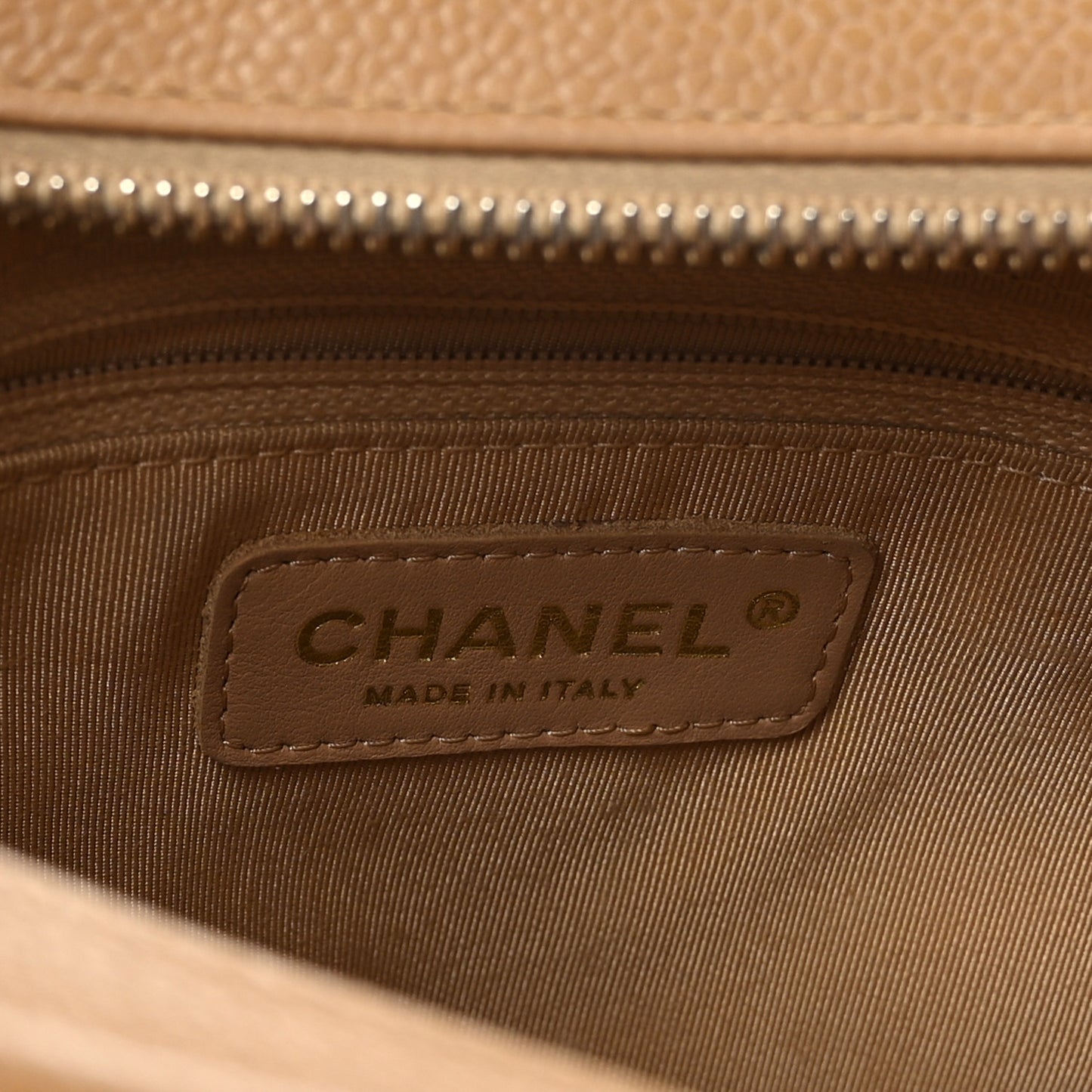 Caviar Quilted Timeless CC Shoulder Bag Beige