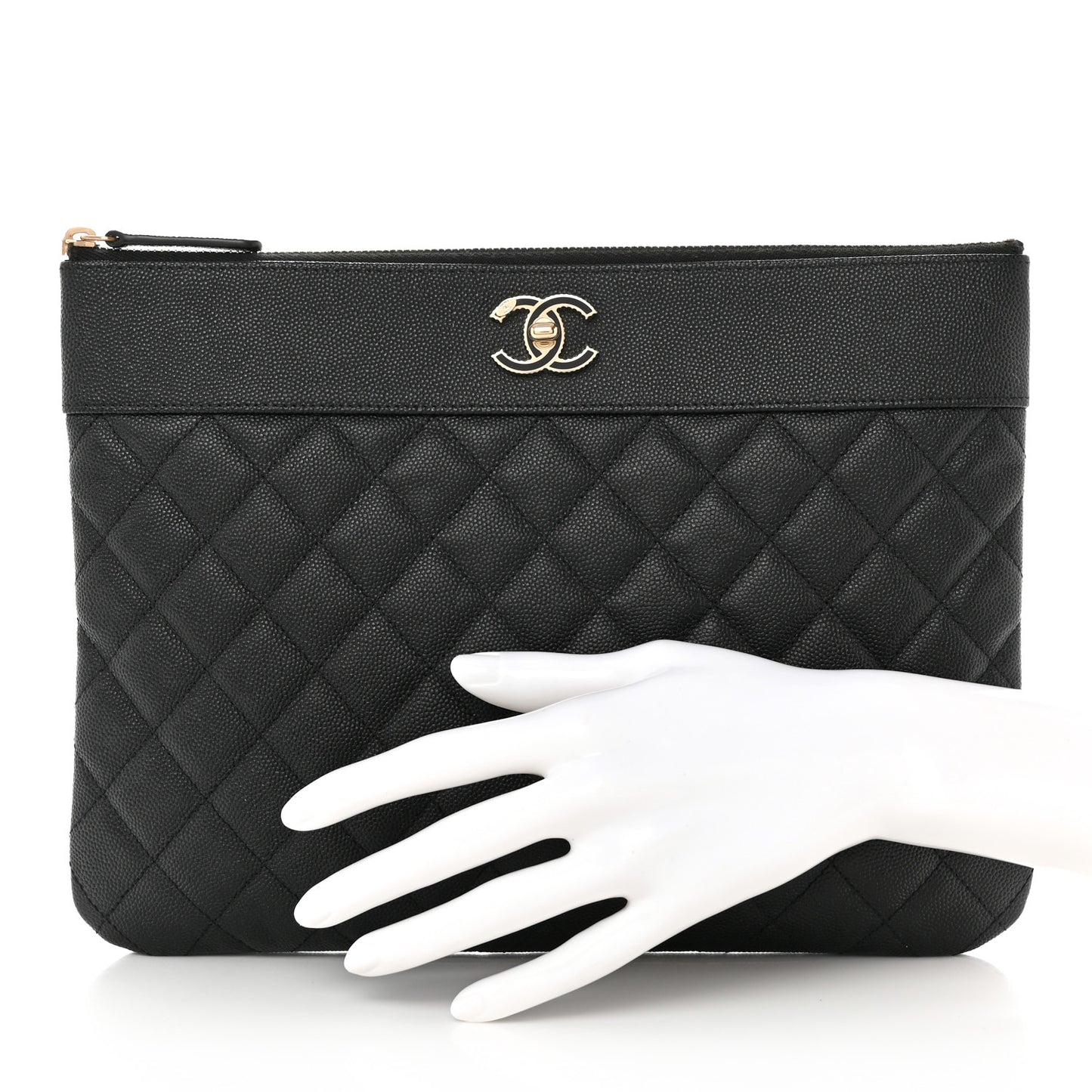 Caviar Quilted Medium Vintage Mademoiselle Cosmetic Case Black