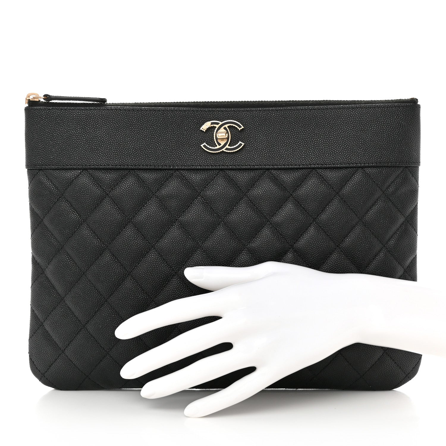Chanel Caviar Quilted Medium Vintage Mademoiselle Cosmetic Case Black 2 of 12