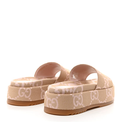Gucci Monogram Jumbo GG Angelina Platform 55mm Slide Sandals 41 Beige Perfect Pink 4 of 9