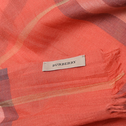 Burberry Linen Giant Check Scarf Coral 5 of 5