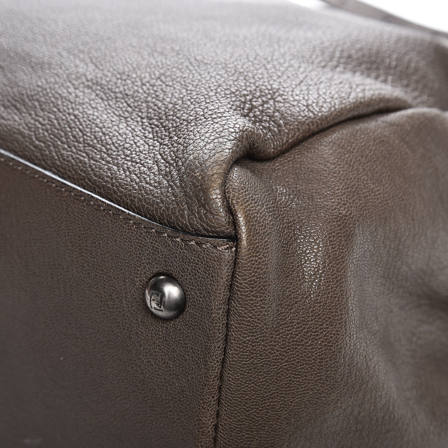Fendi Goatskin Zucca Large Peekaboo Iconic Satchel Taupe Tobacco Moro 13 of 14