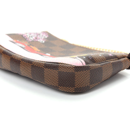 Louis Vuitton Damier Ebene 2019 Christmas Animation Mini Pochette Accessories Red 7 of 10