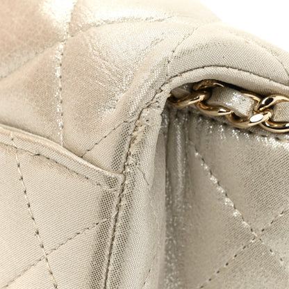 Chanel Iridescent Calfskin Quilted Clutch With Chain Flap Light Gold 12 of 12