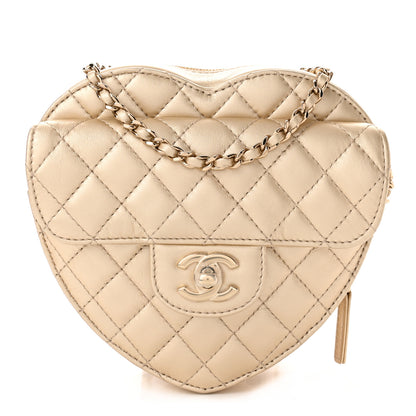 Chanel Metallic Lambskin Quilted CC In Love Heart Bag Gold 1 of 11