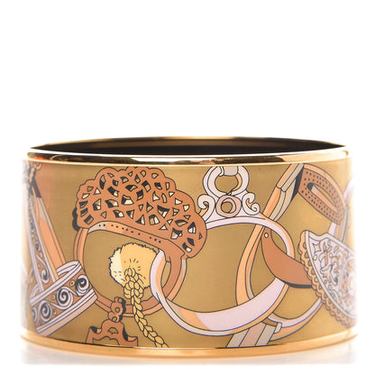 Hermes Enamel Printed Concours d'Etrier Extra Wide Bracelet 65 1 of 6