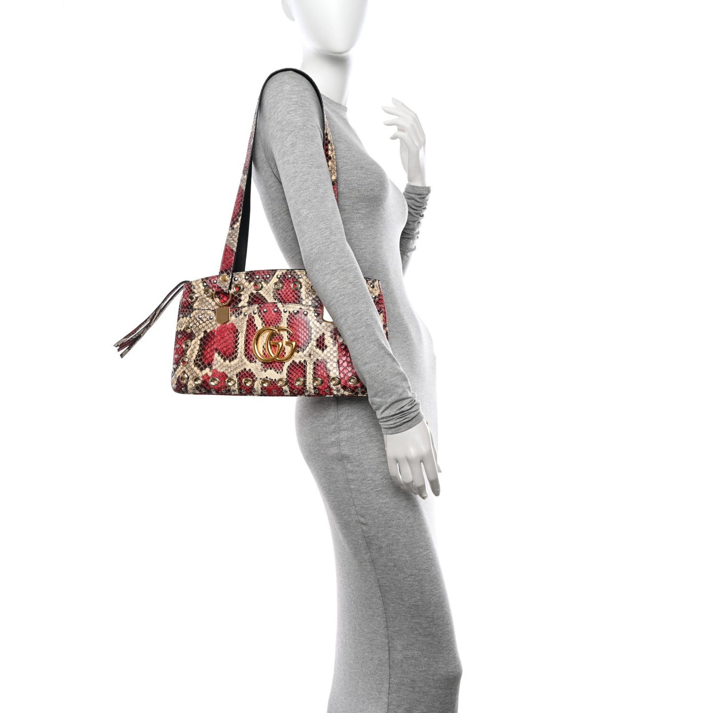 Snakeskin Large Arli Top Handle Bag Pink Beige