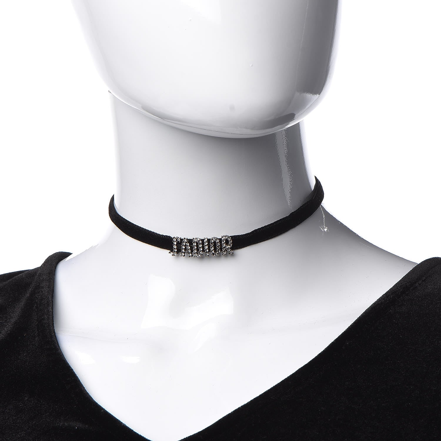 Christian Dior Velvet Crystal J’Adior Choker Necklace Black 2 of 5