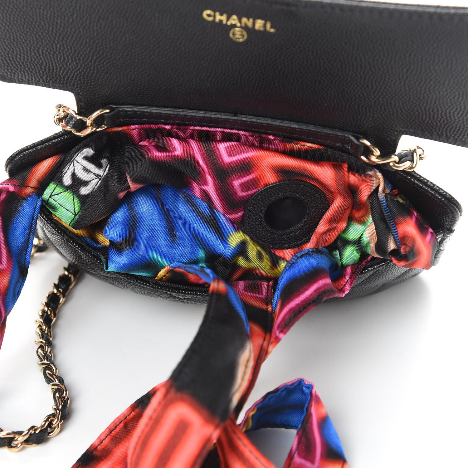 Chanel Caviar Fabric Quilted Foldable Tote With Chain Black Multicolor 9 of 18