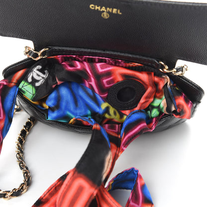 Chanel Caviar Fabric Quilted Foldable Tote With Chain Black Multicolor 9 of 18