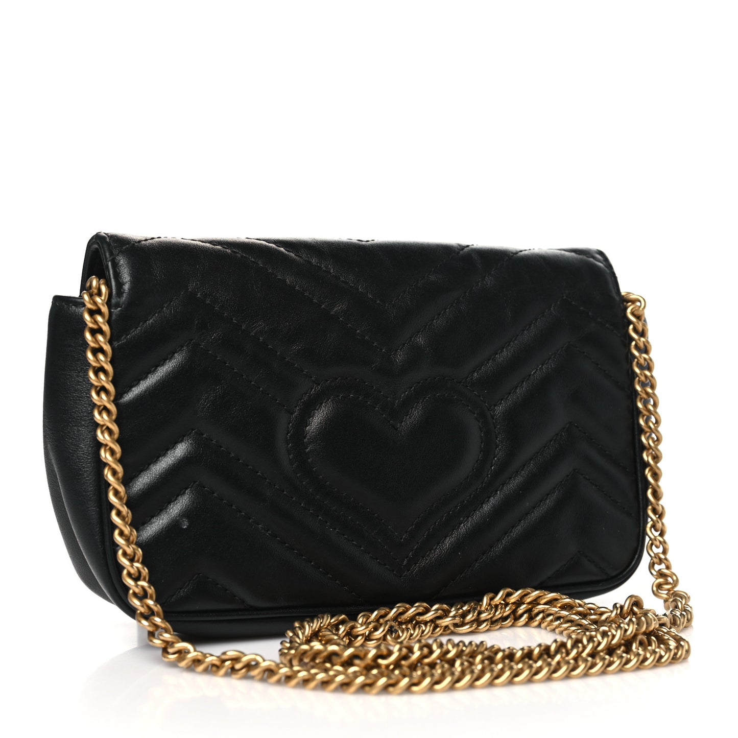 Calfskin Matelasse Super Mini GG Marmont Shoulder Bag Black