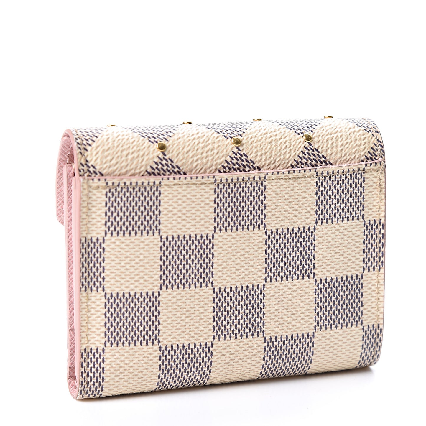 Damier Azur Studded Zoe Wallet Rose Ballerine