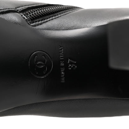 Chanel Lambskin Patent CC Crystal Bow Cap Toe Short Boots 37 Black 7 of 10