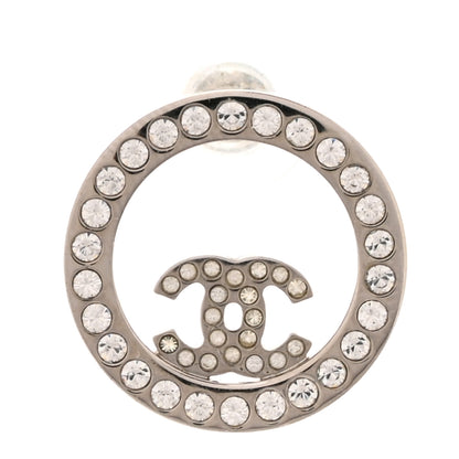 Chanel Crystal CC Round Single Earring Silver 1 of 4