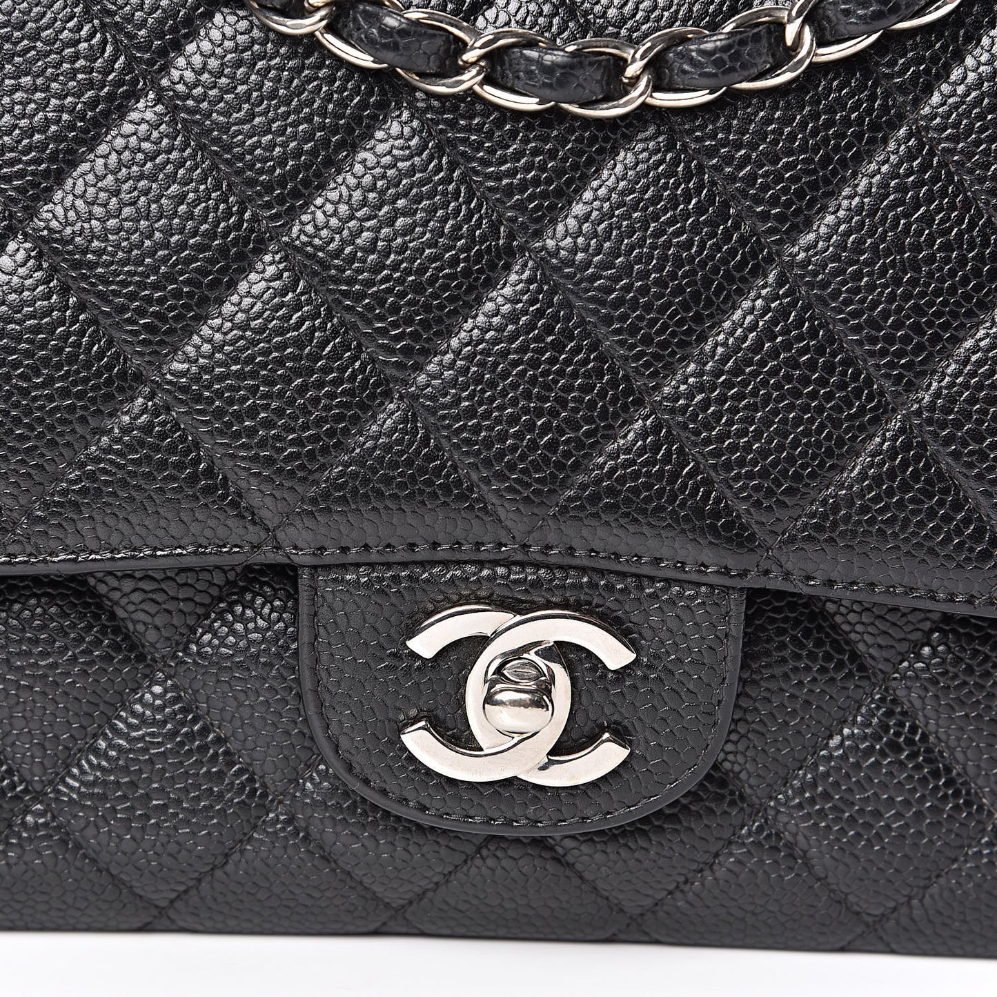 Caviar Quilted Medium Double Flap Black