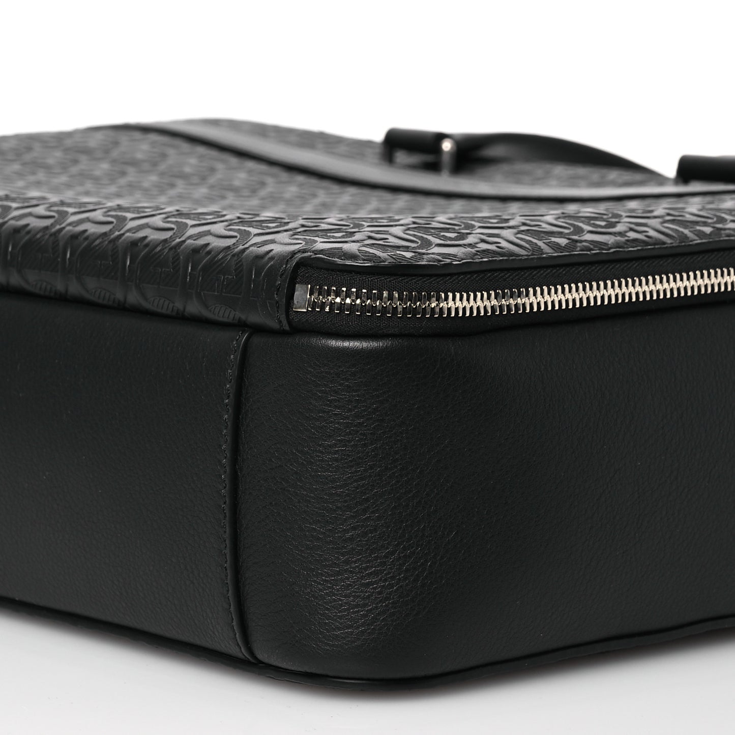 Calfskin Gancini Embossed Briefcase Black