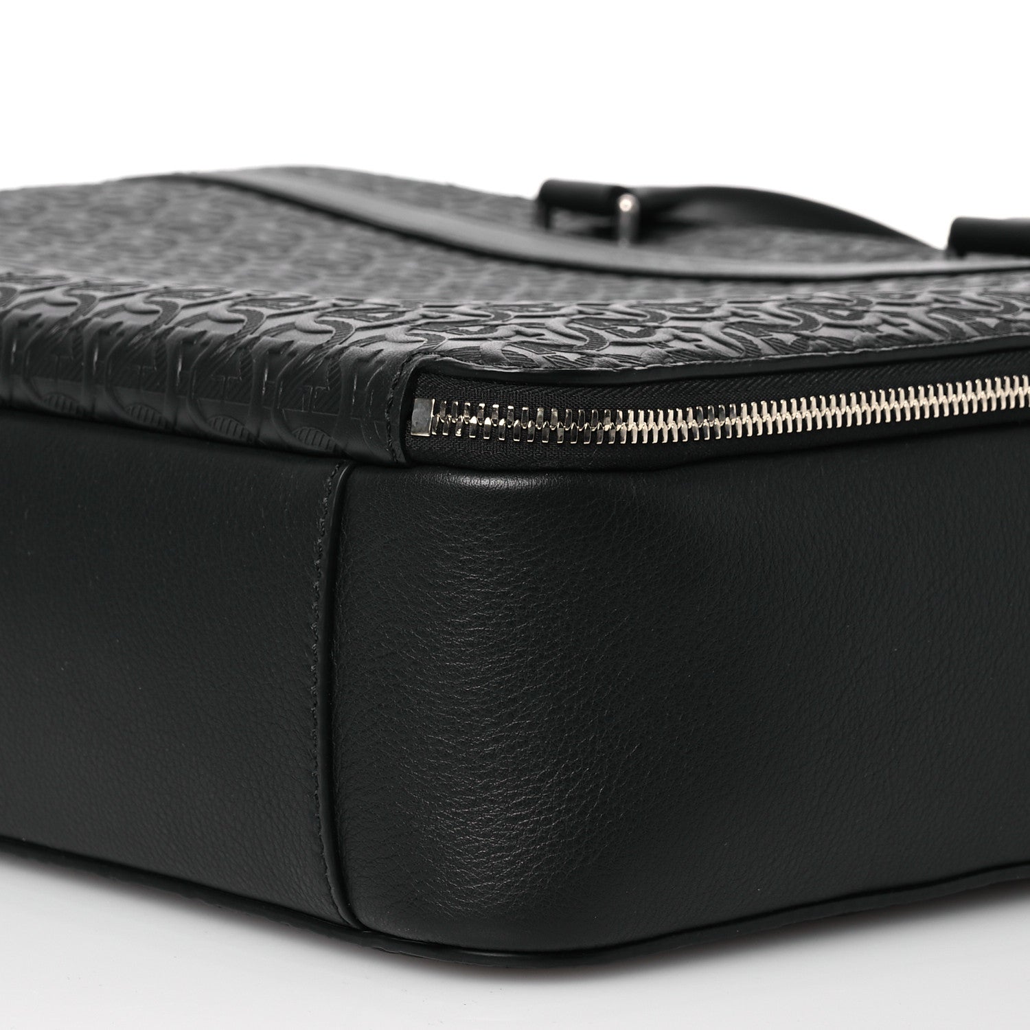 Salvatore Ferragamo Calfskin Gancini Embossed Briefcase Black 12 of 13