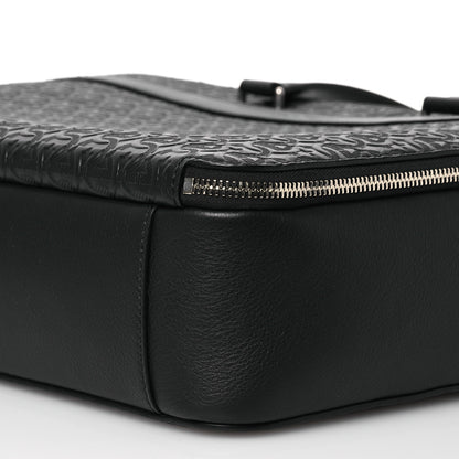 Salvatore Ferragamo Calfskin Gancini Embossed Briefcase Black 12 of 13