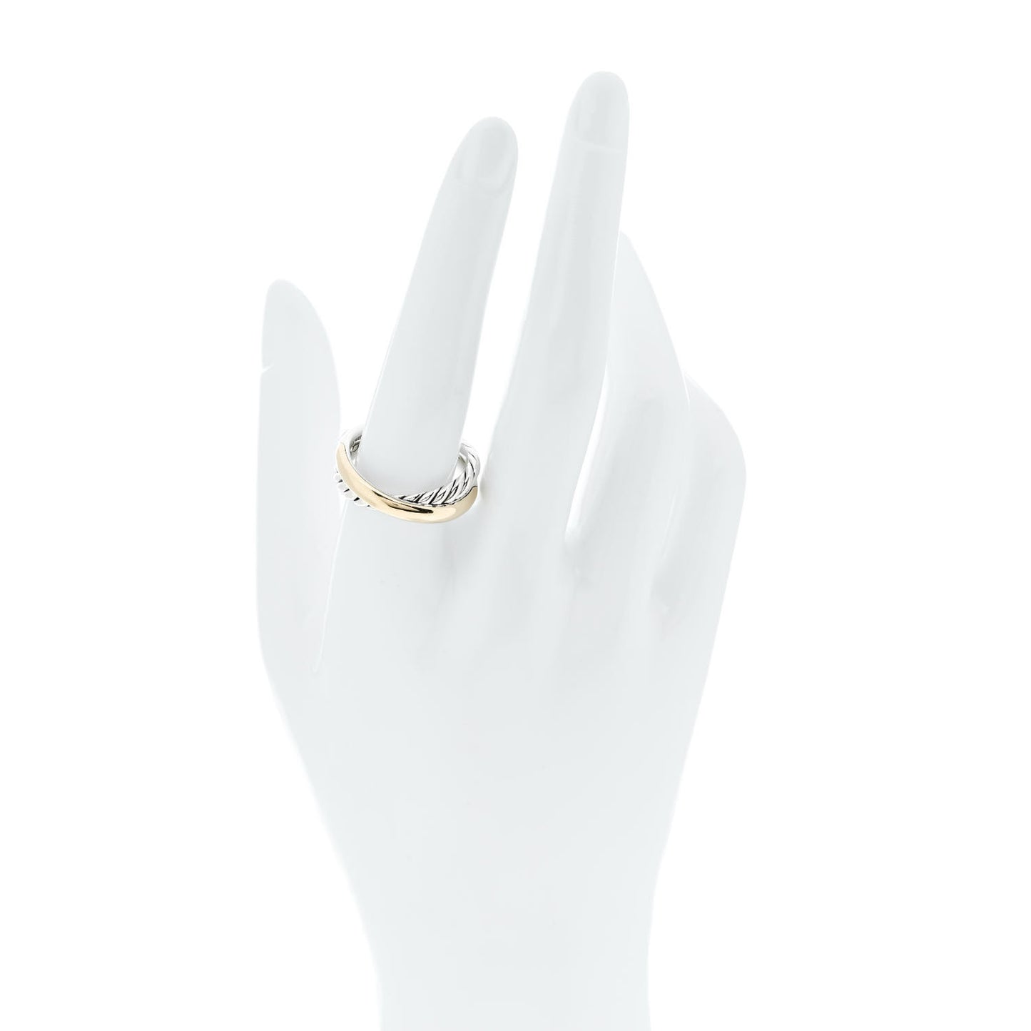 Sterling Silver 14K Yellow Gold Crossover Two Row Ring 59 8.75