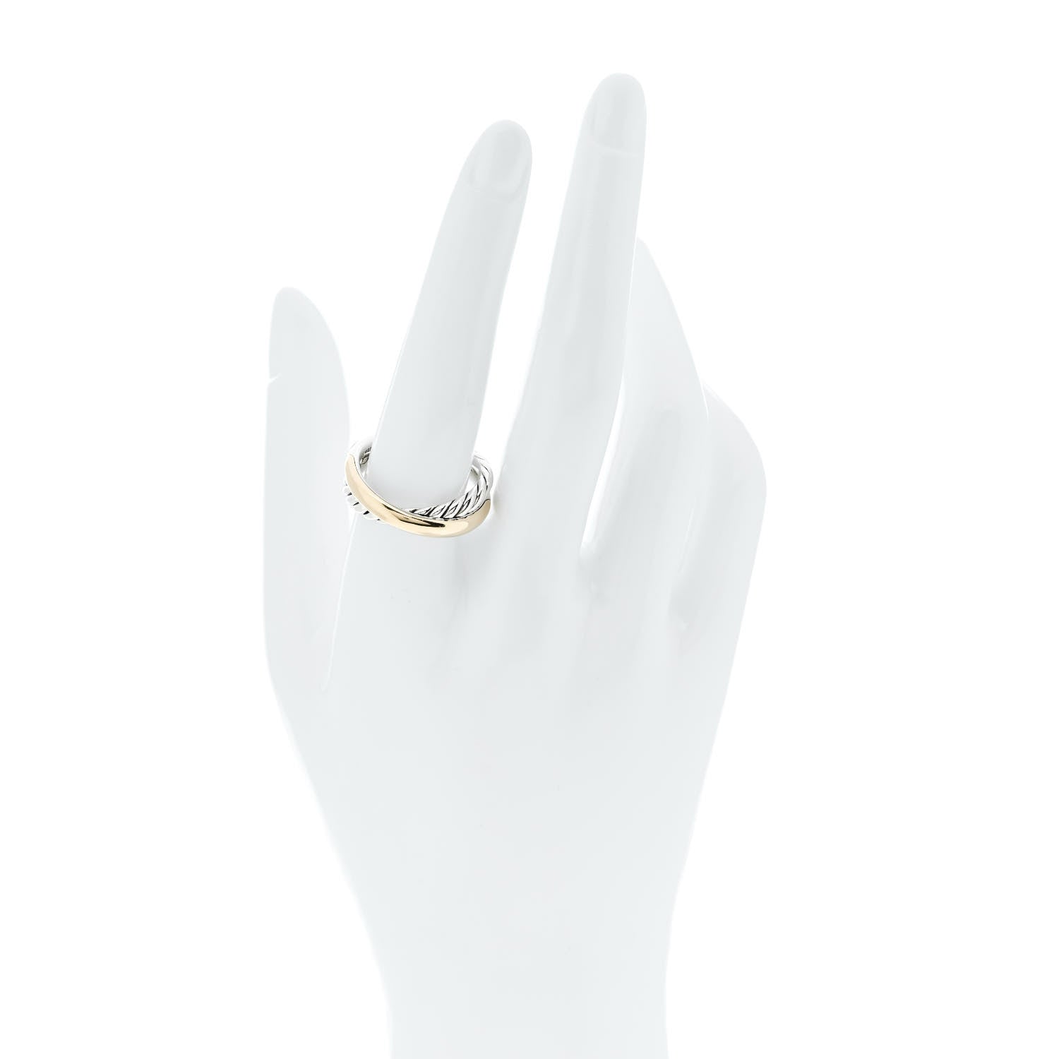David Yurman Sterling Silver 14K Yellow Gold Crossover Two Row Ring 59 8.75 2 of 4
