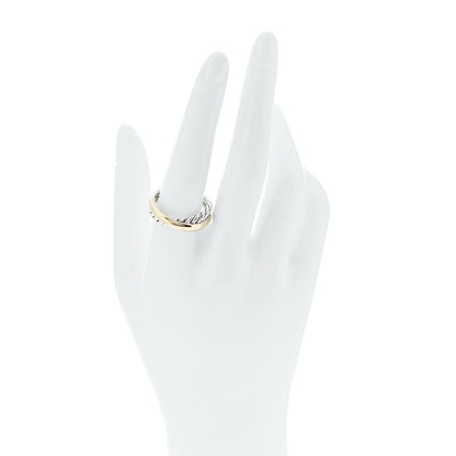 David Yurman Sterling Silver 14K Yellow Gold Crossover Two Row Ring 59 8.75 2 of 4