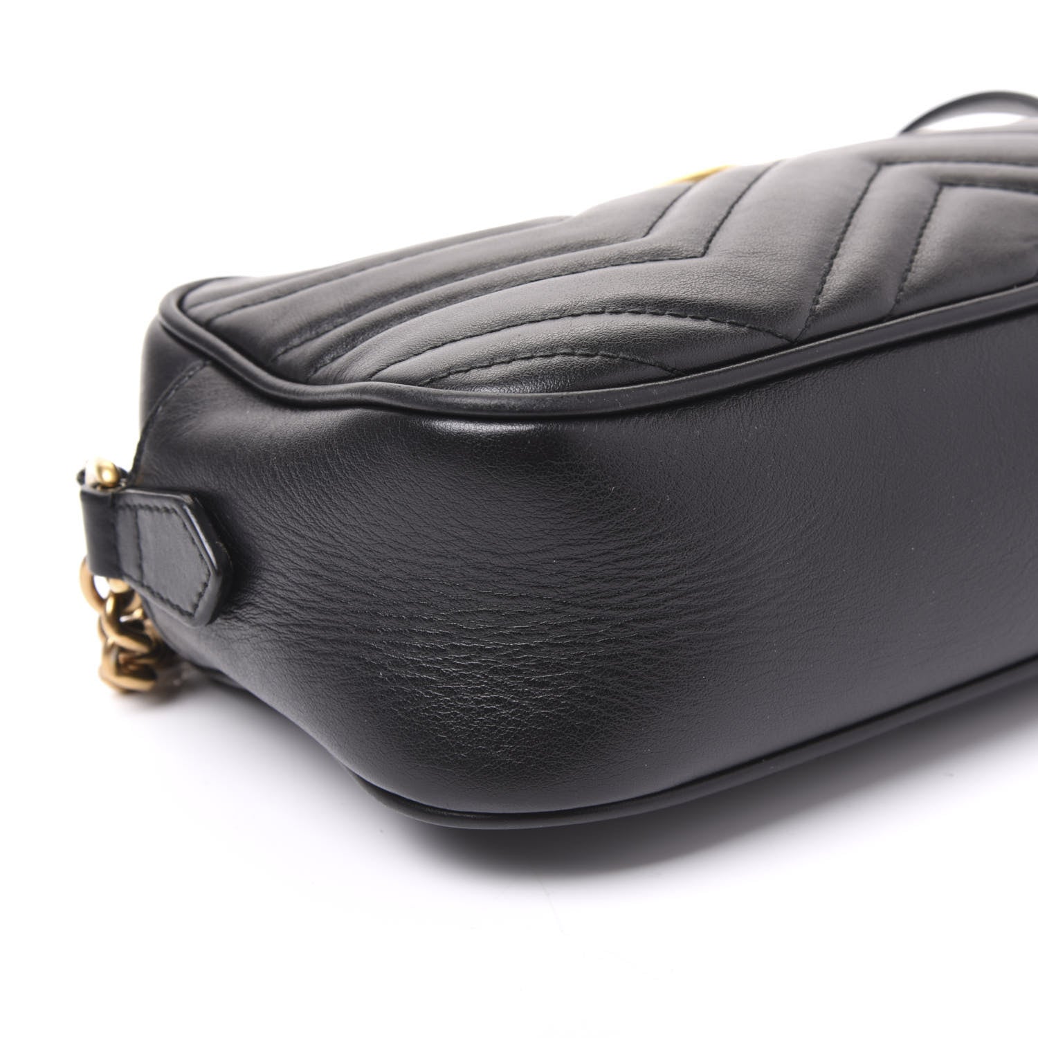 Gucci Calfskin Matelasse Small GG Marmont Chain Shoulder Bag Black 5 of 9
