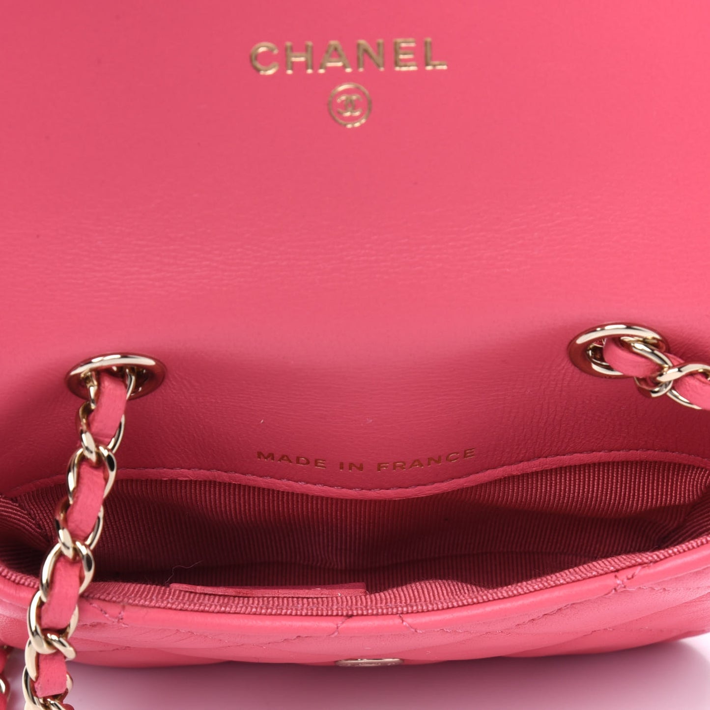 Lambskin Quilted Chain Belt Bag Pink