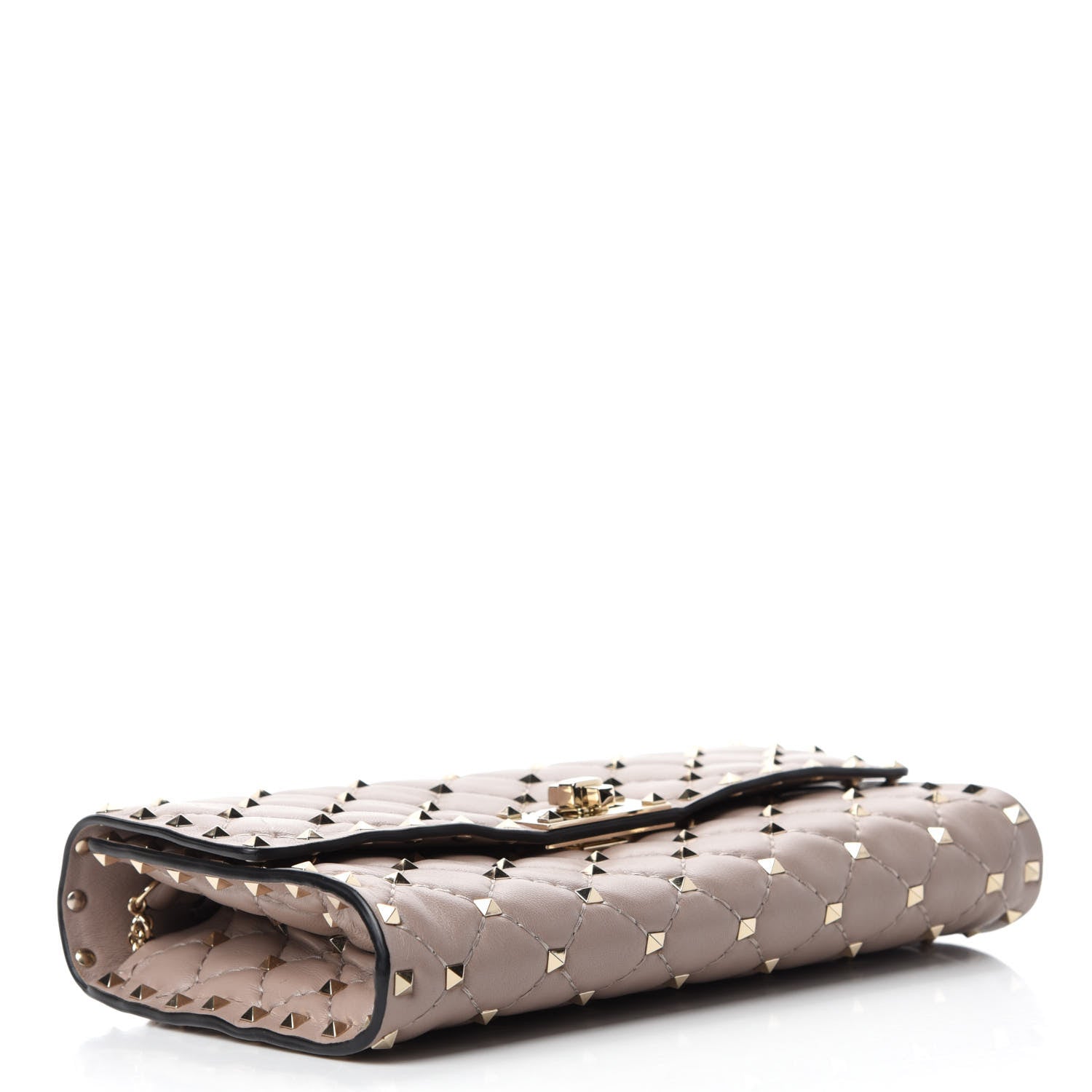 Valentino Garavani Lambskin Rockstud Spike Wallet on Chain Poudre 4 of 10