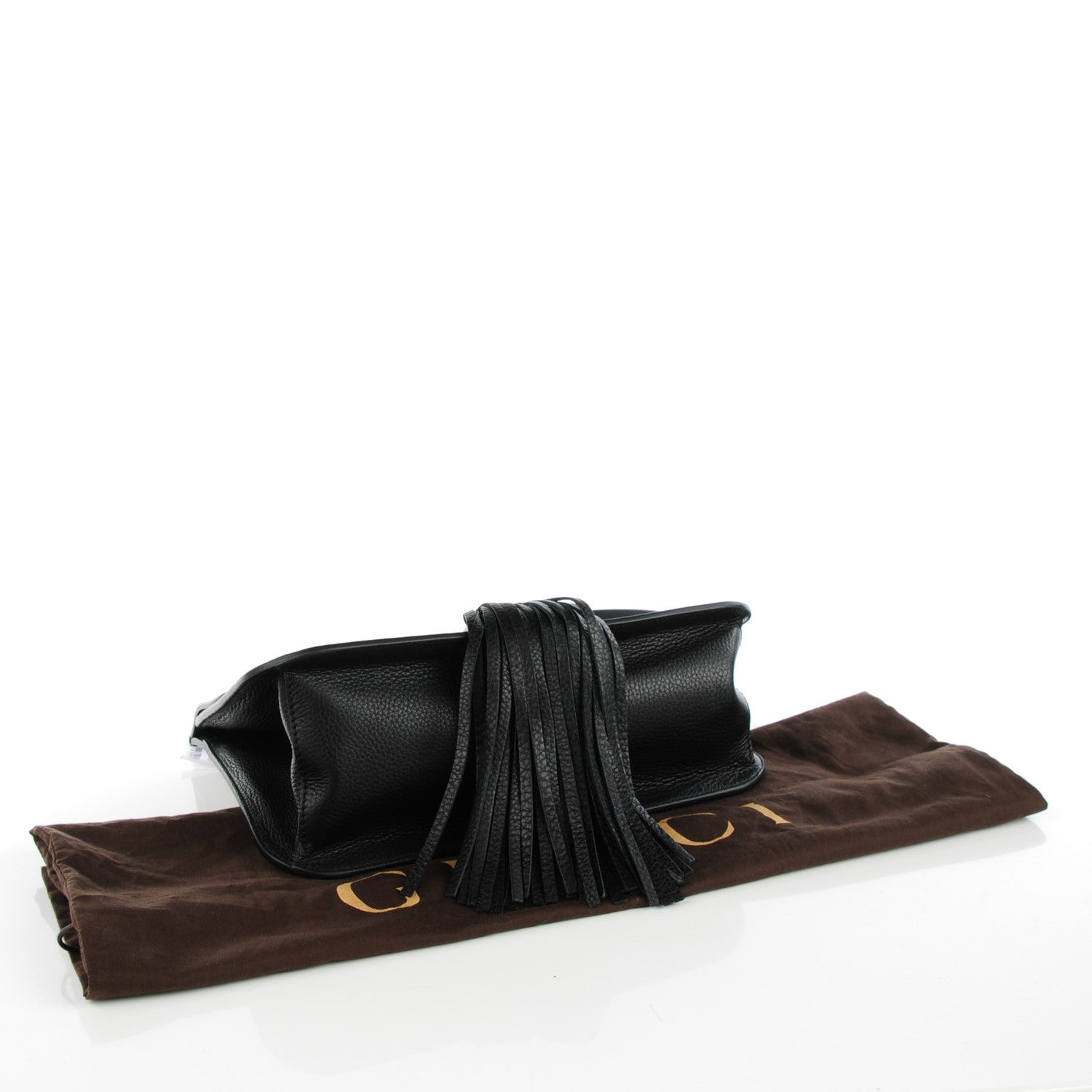 Gucci Pebbled Calfskin Medium Bamboo Daily Flap Shoulder Bag Black 4 of 6