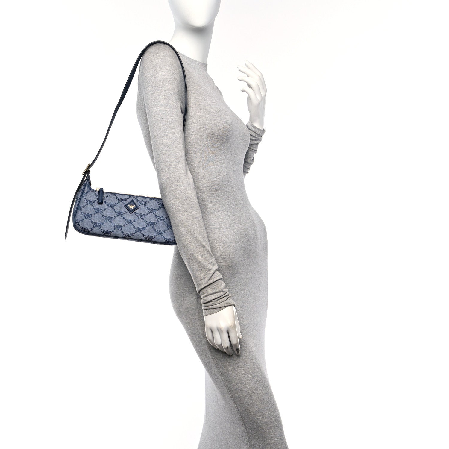 MCM Lauretos Nappa Small Himmel Shoulder Bag Indigo Blue 2 of 9