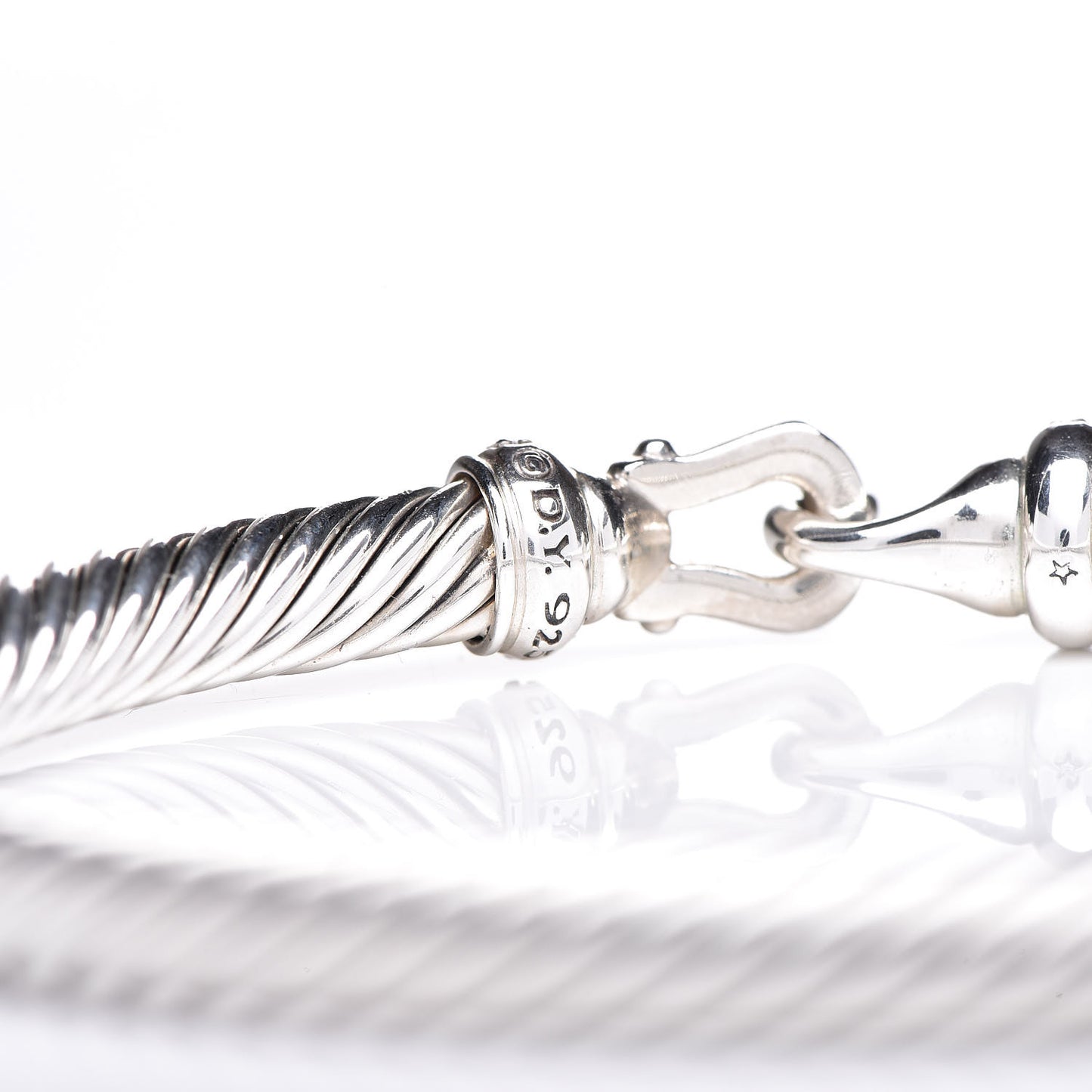 Sterling Silver Diamond 5mm Cable Buckle Bracelet