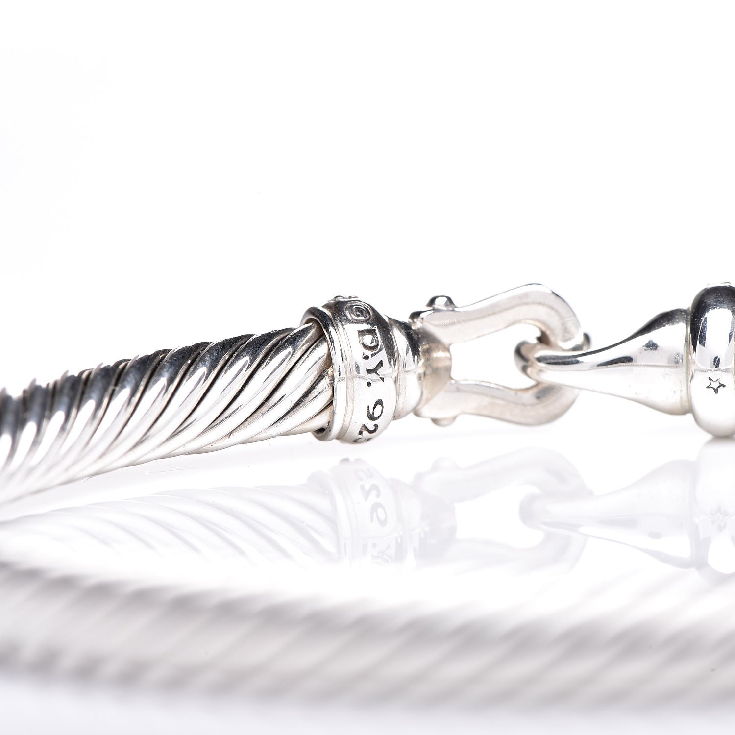 David Yurman Sterling Silver Diamond 5mm Cable Buckle Bracelet 4 of 5