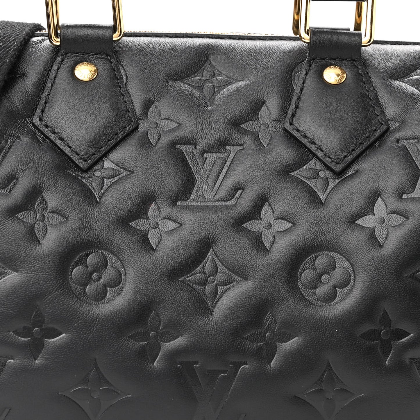 Lambskin Embossed Monogram Speedy 22 Bandouliere Black