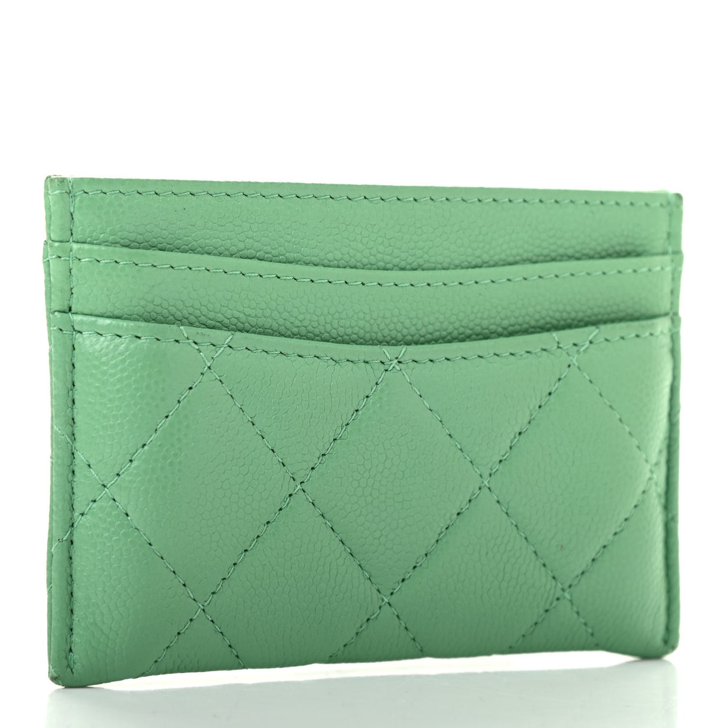 Caviar Quilted Card Holder Green