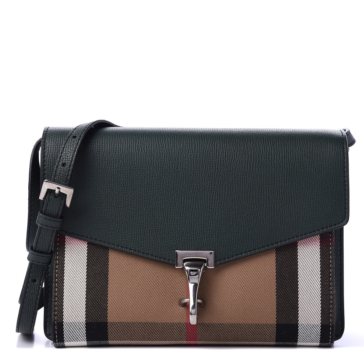 Derby Calfskin House Check Small Macken Crossbody Bag Dark Bottle Green