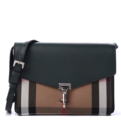 Burberry Derby Calfskin House Check Small Macken Crossbody Bag Dark Bottle Green 1 of 15