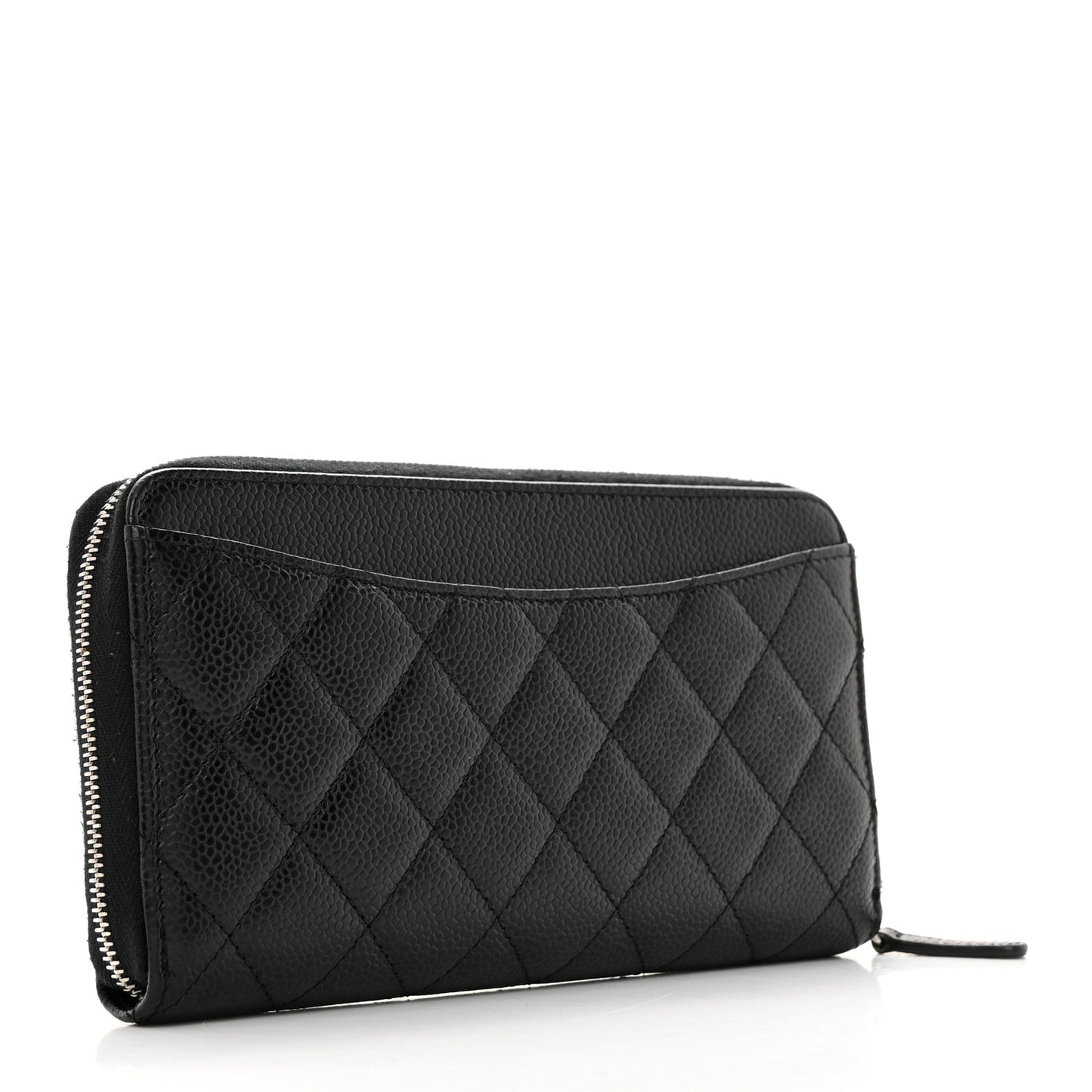 Caviar Quilted Large Gusset Zip Around Wallet Black