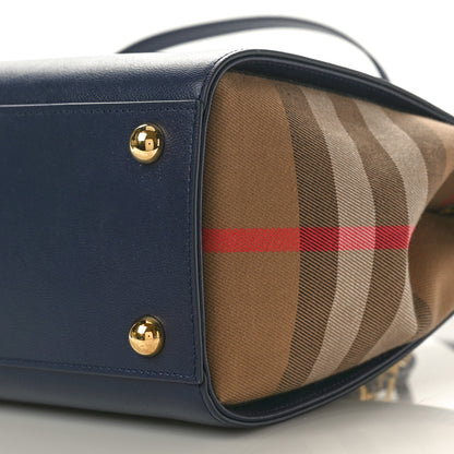 Burberry Calfskin Mega Check Banwell Tote Dark Canvas Blue 9 of 9