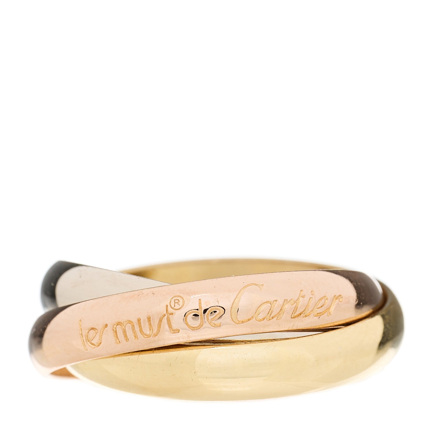 Cartier 18K Pink Yellow White Gold Classic Les Must De Cartier Trinity Ring 54 6.75 1 of 5
