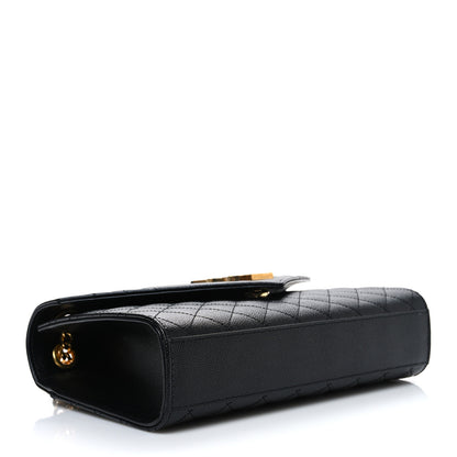 Saint Laurent Grain De Poudre Textured Mixed Matelasse Triquilt Medium Monogram Satchel Black 4 of 10