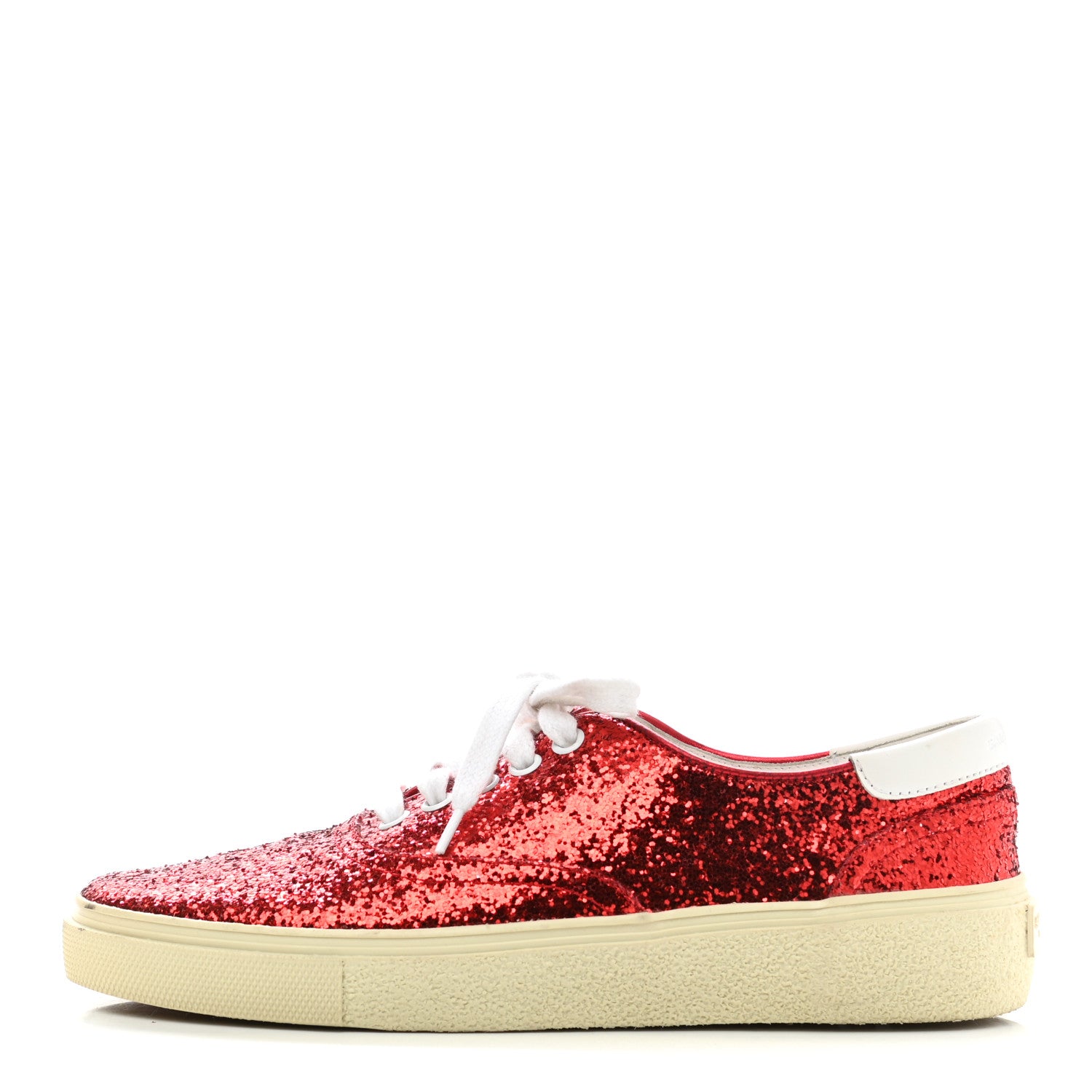 Saint Laurent Calfskin Crystal Glitter Venice Low Top Sneakers 38.5 Red 1 of 9