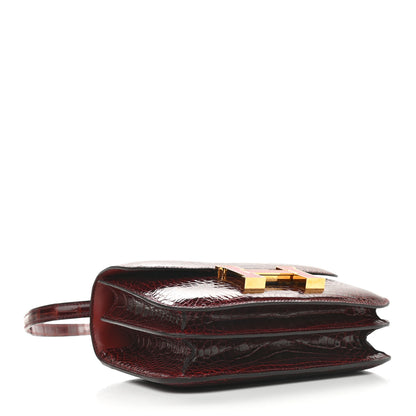 Hermes Shiny Alligator Lizard Marquette Constance 18 Bourgogne Rouge Moyen 4 of 10