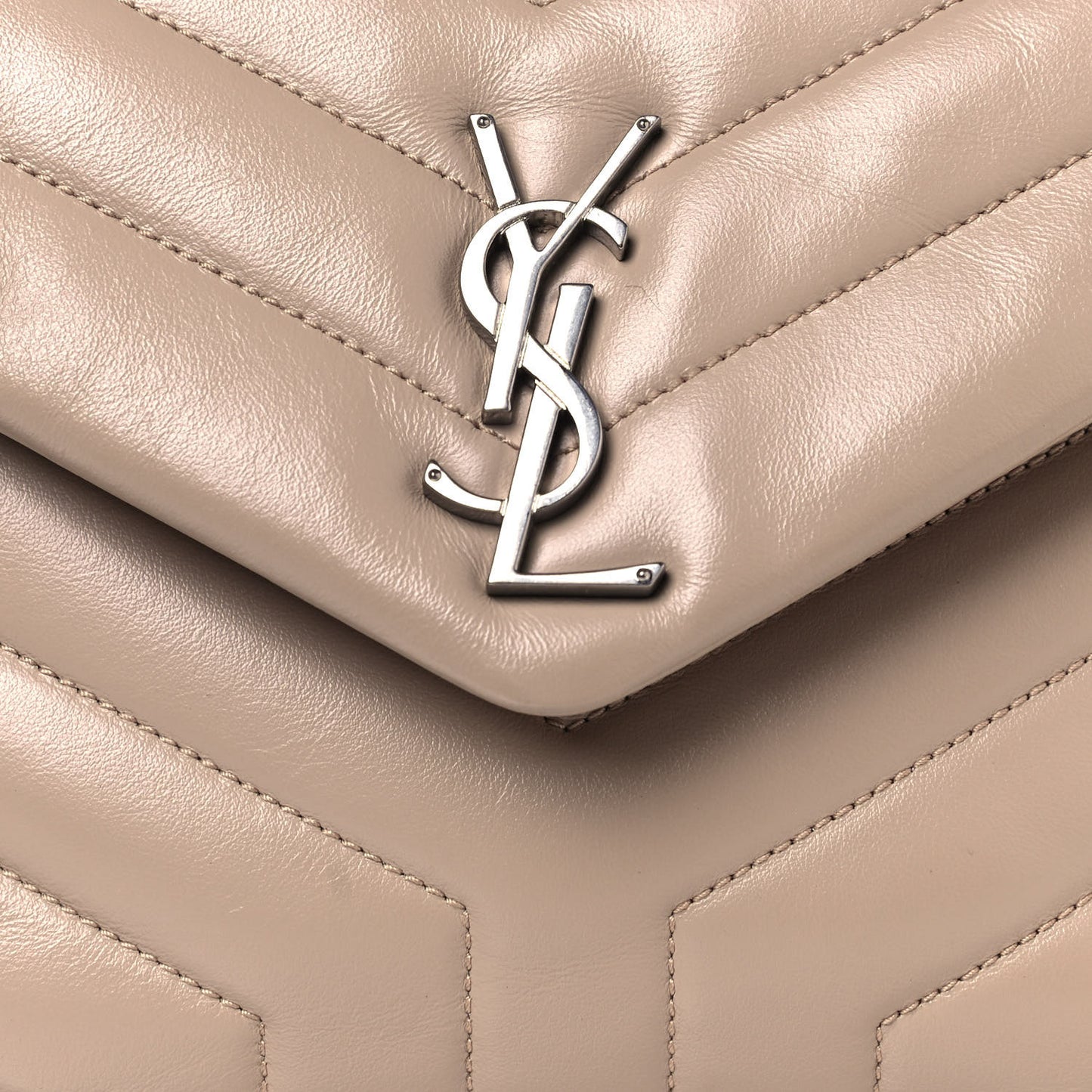 Calfskin Y Quilted Monogram Small Loulou Chain Satchel Dark Beige