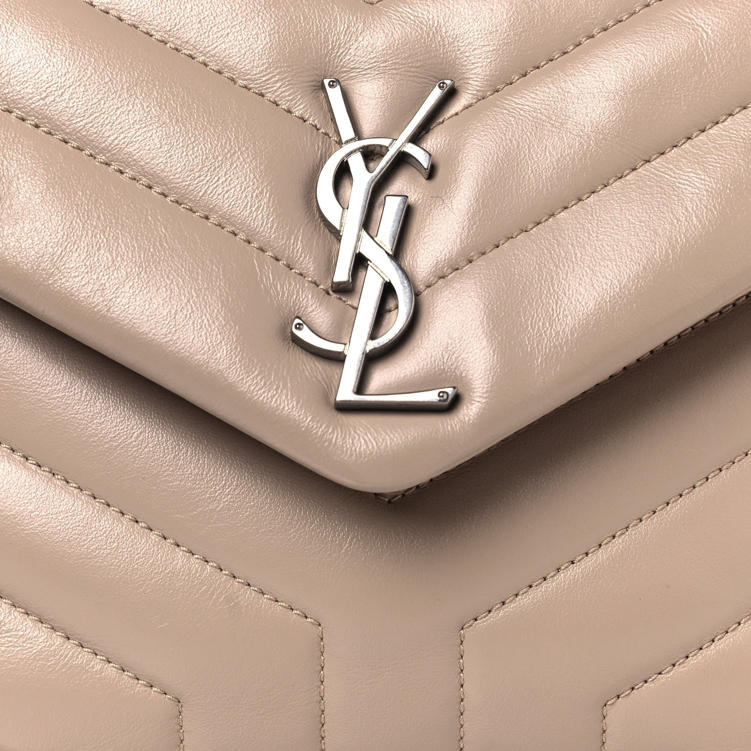 Saint Laurent Calfskin Y Quilted Monogram Small Loulou Chain Satchel Dark Beige 6 of 10