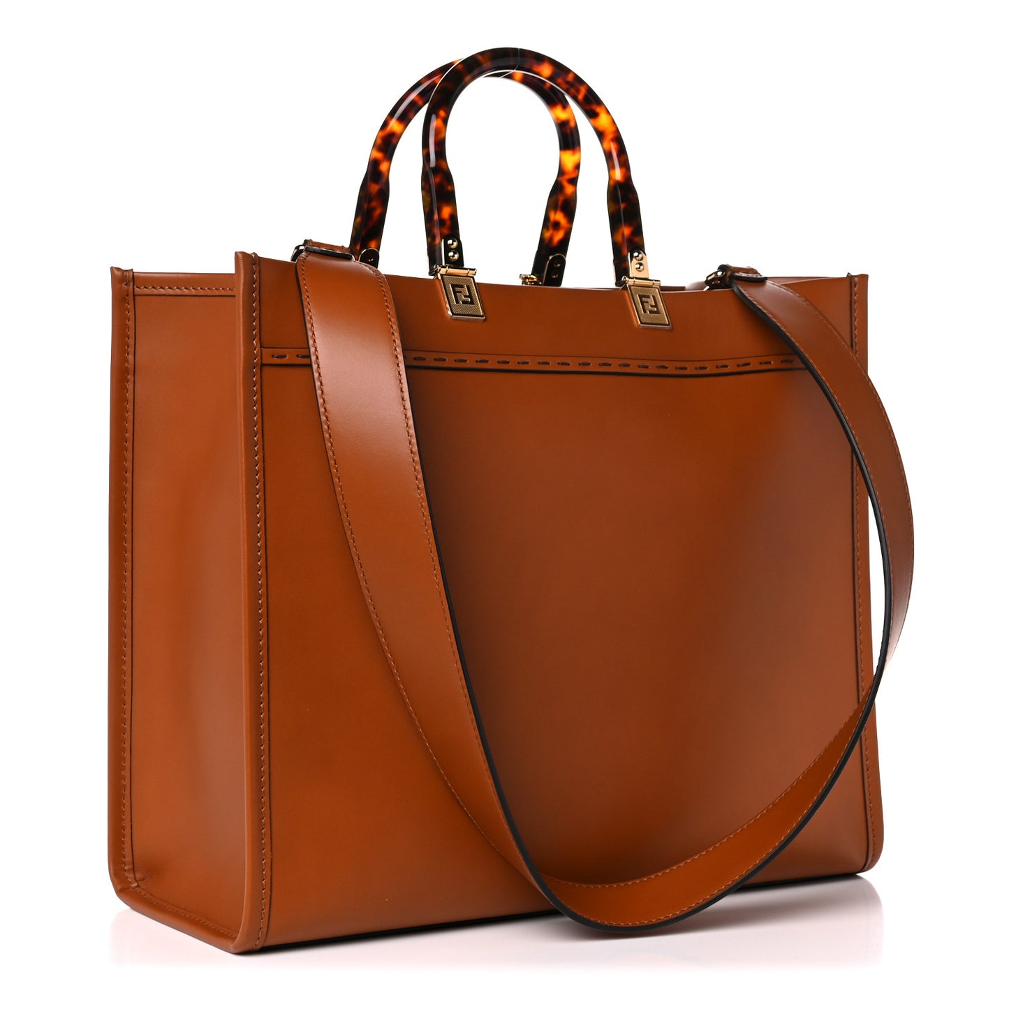 Vitello King Plexiglass Medium Fendi Sunshine Shopper Tote Cuoio