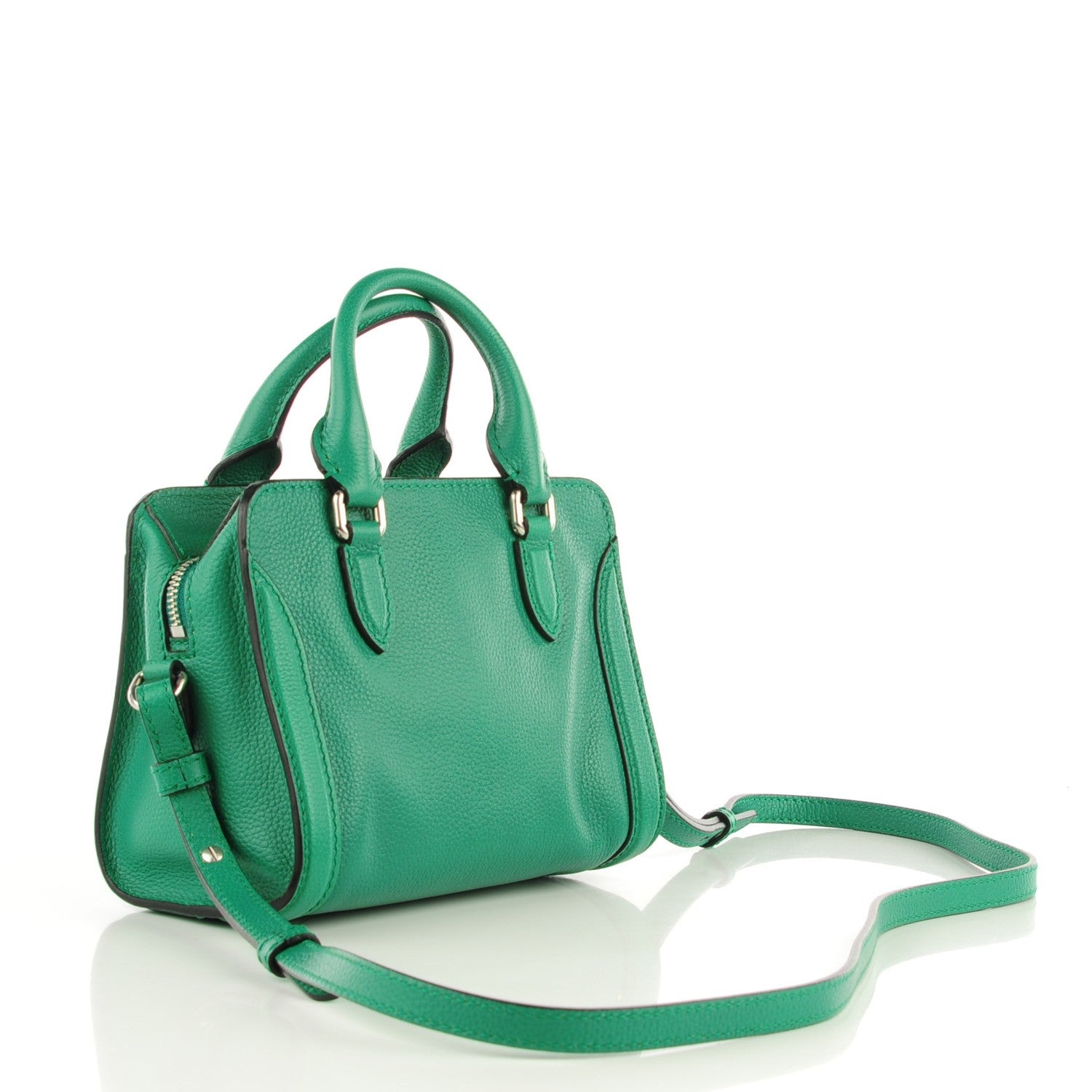 Alexander McQueen Pebbled Calfskin Mini Padlock Green 3 of 7